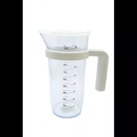 Vaso medidor para batidora 1L con tapa transparente y graduación en mililitros, diseño práctico para la cocina