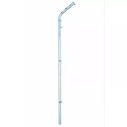 POSTE ESQUIN C/BRAZO 100 M/M VIM de acero galvanizado, acabado brillante, ideal para soporte de estructuras.