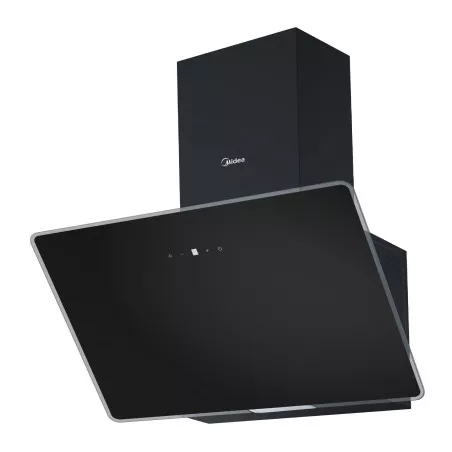 Campana decorativa inclinada Midea MH90A3200B-ES – 90 cm en color negro con diseño moderno y acabado en vidrio templado