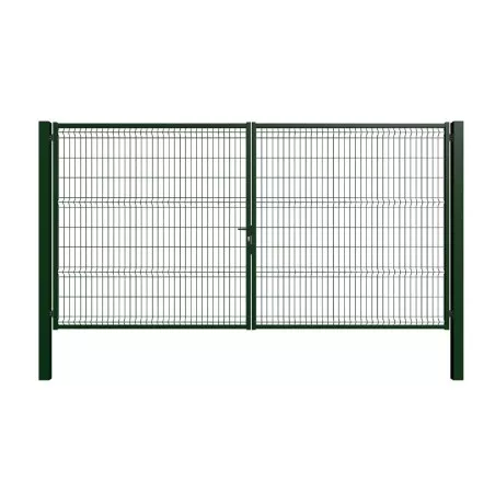 PUERTA HERCULES 1X2 VERDE MOREDA de metal, con diseño de rejilla y acabado en color verde, ideal para exteriores.