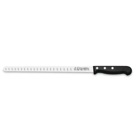 CUCHILLO JAMONERO ALVEOLADO POM 00965 de acero inoxidable con mango antideslizante y diseño ergonómico para cortes precisos