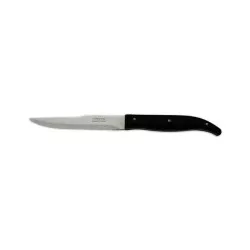 Cuchillo chuletero Arcos 373700 de acero inoxidable con mango negro ergonómico y diseño elegante.