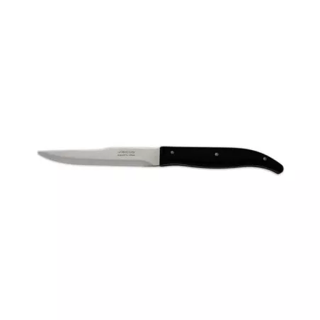Cuchillo chuletero Arcos 373700 de acero inoxidable con mango negro ergonómico y diseño elegante.