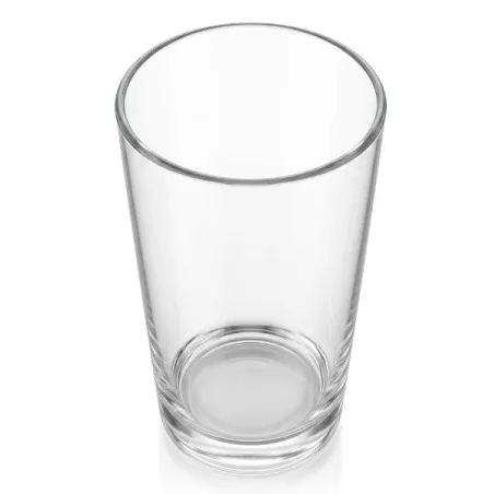 VASO CAÑA 20 HOSTELERIA transparente de vidrio, diseño liso, ideal para bebidas frías y calientes.