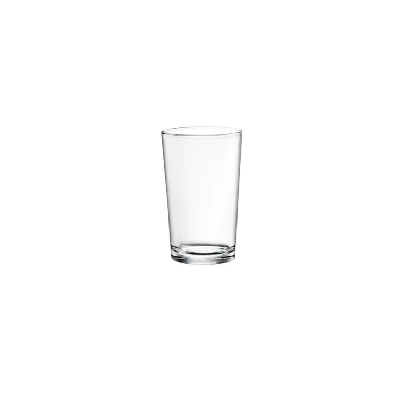VASO CAÑA 20 HOSTELERIA de vidrio transparente, diseño simple, ideal para bebidas frías o cocktails.
