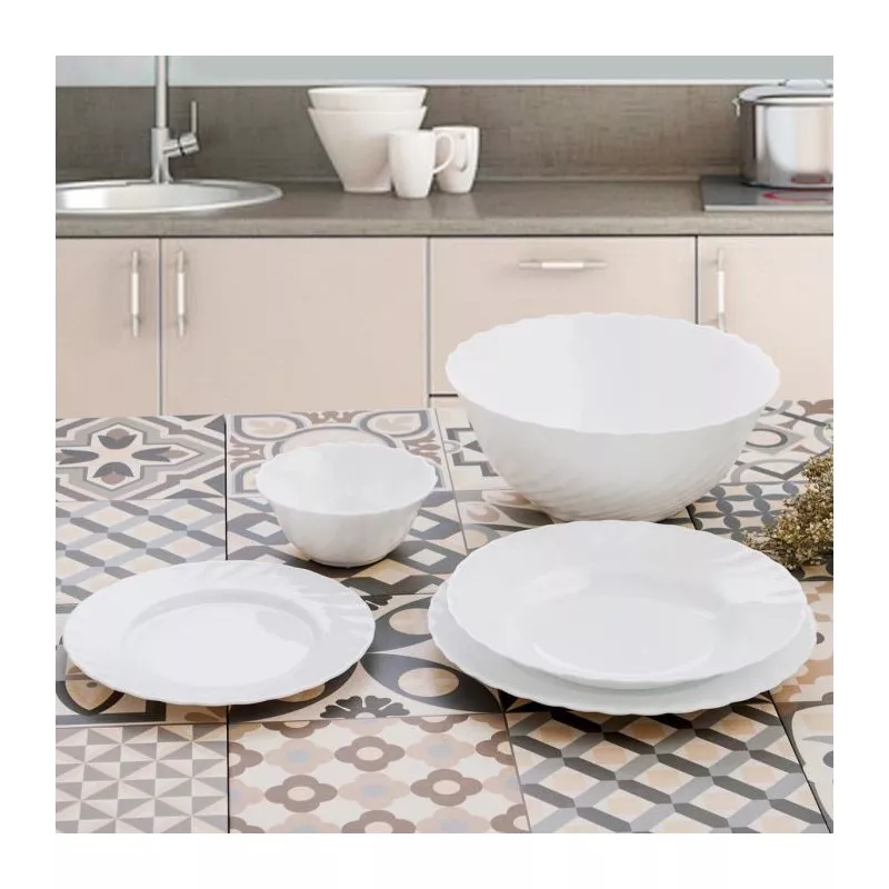 ENSALADERA 12.5 TRIANON BLANCO de porcelana, diseño clásico, acabado brillante y color blanco puro para presentación elegante.