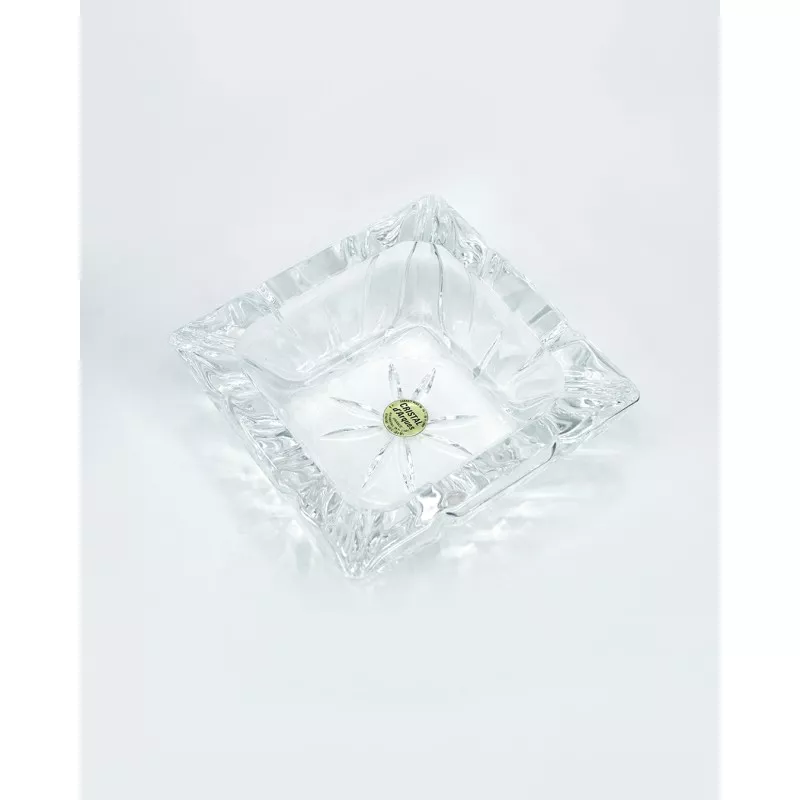 CENICERO TRIANON 14 D\'ARQUES cuadrado de cristal transparente con diseño floral y acabado brillante