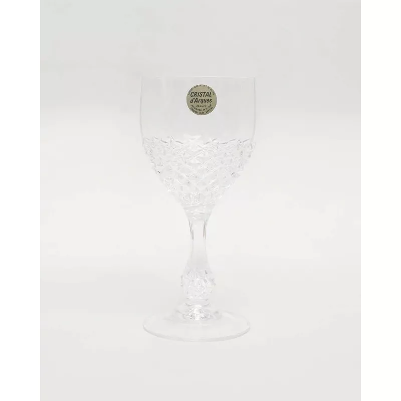 COPA CHENONCEAUX Nº 2 AGUA D\'ARQUES transparente de cristal con diseño facetado y base estable.