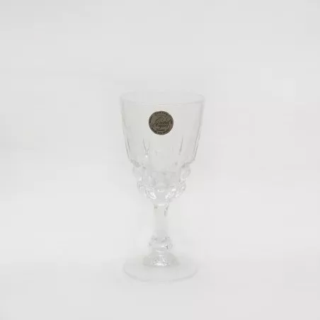COPA POMPADOUR Nº 7 LICOR D\'ARQUES de cristal transparente, diseño clásico con detalle de burbujas en el pie.