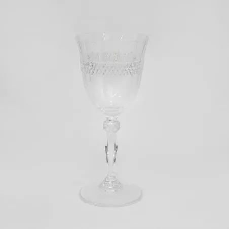 COPA ANNECY Nº 5 JEREZ D\'ARQUES de cristal transparente con diseño tallado y base estilizada ideal para eventos.