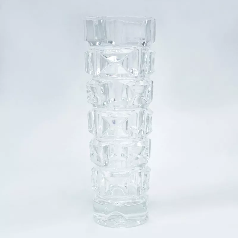 VASO ANCENIS 22 D\'ARQUES de cristal transparente con diseño geométrico y acabado brillante ideal para decorar.