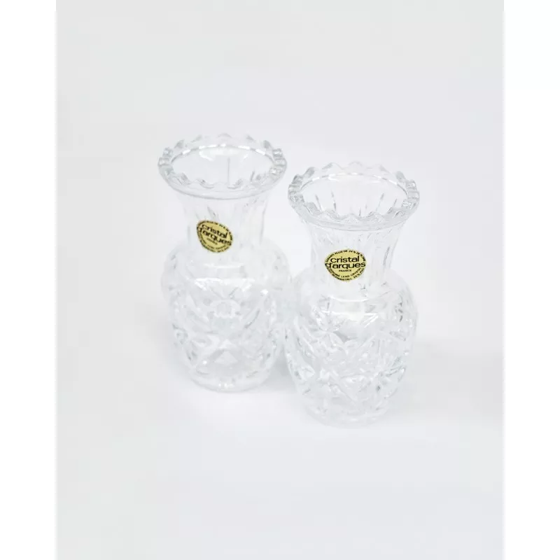 VASO BRECY C*2 FLOR. D\'ARQUES de cristal transparente con diseño tallado y acabado brillante ideal para decoración