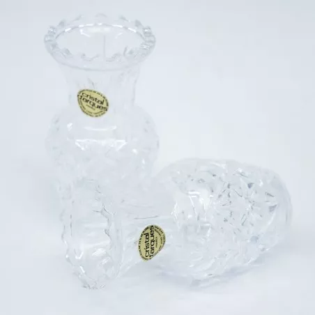 VASO LUGNY C*2 FLOR. D\'ARQUES de cristal transparente con diseño tallado y acabado brillante.