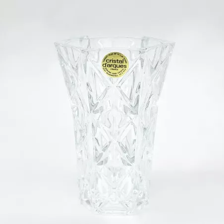 VASO SULLY 13 D\'ARQUES de cristal transparente con diseño facetado y acabado brillante ideal para decoración.