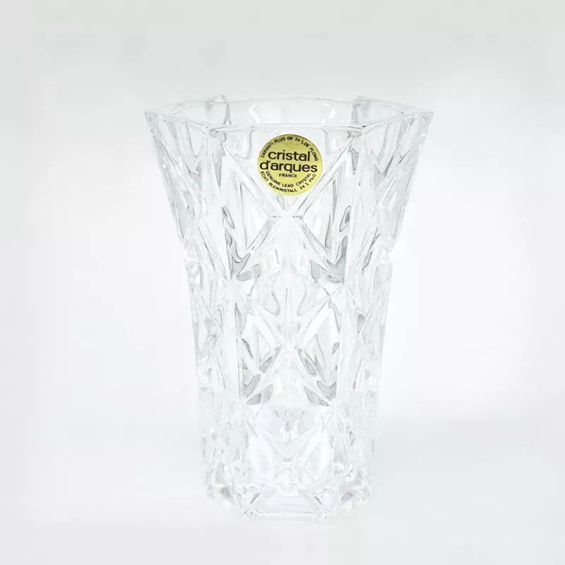 VASO SULLY 17 D\'ARQUES de cristal transparente con diseño facetado y acabado brillante ideal para decoración y uso cotidiano