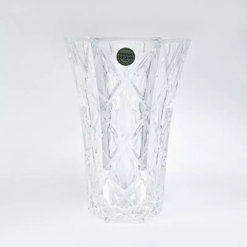 VASO SULLY 21 D\'ARQUES de cristal transparente con diseño tallado y acabado brillante ideal para decoración elegante