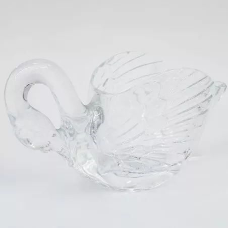 CENTRO 10 CYGNE D\'ARQUES jarrón de cristal transparente en forma de cisne con detalles grabados y acabado pulido