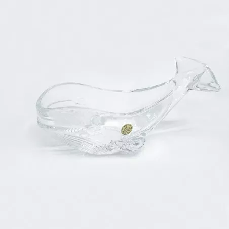 BALLENAS 9 D\'ARQUES figura decorativa de cristal transparente con acabado brillante y diseño elegante de ballena