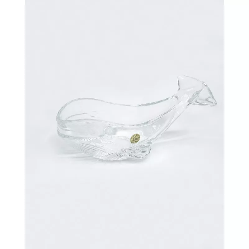 BALLENAS 9 D\'ARQUES figura decorativa de cristal transparente con diseño de ballena detailada y elegante.
