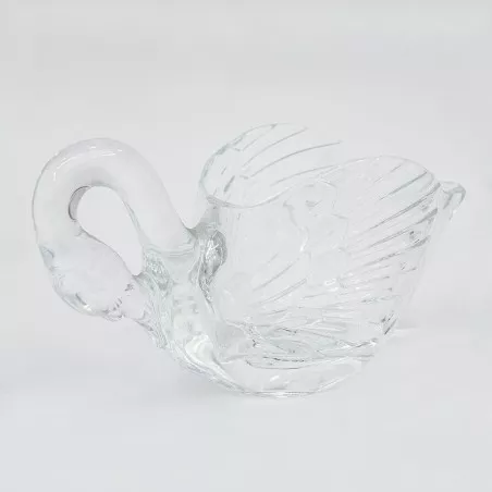 Centro 15 CYGNE D\'ARQUES decorativo de cristal transparente con diseño de cisne y acabado tallado.