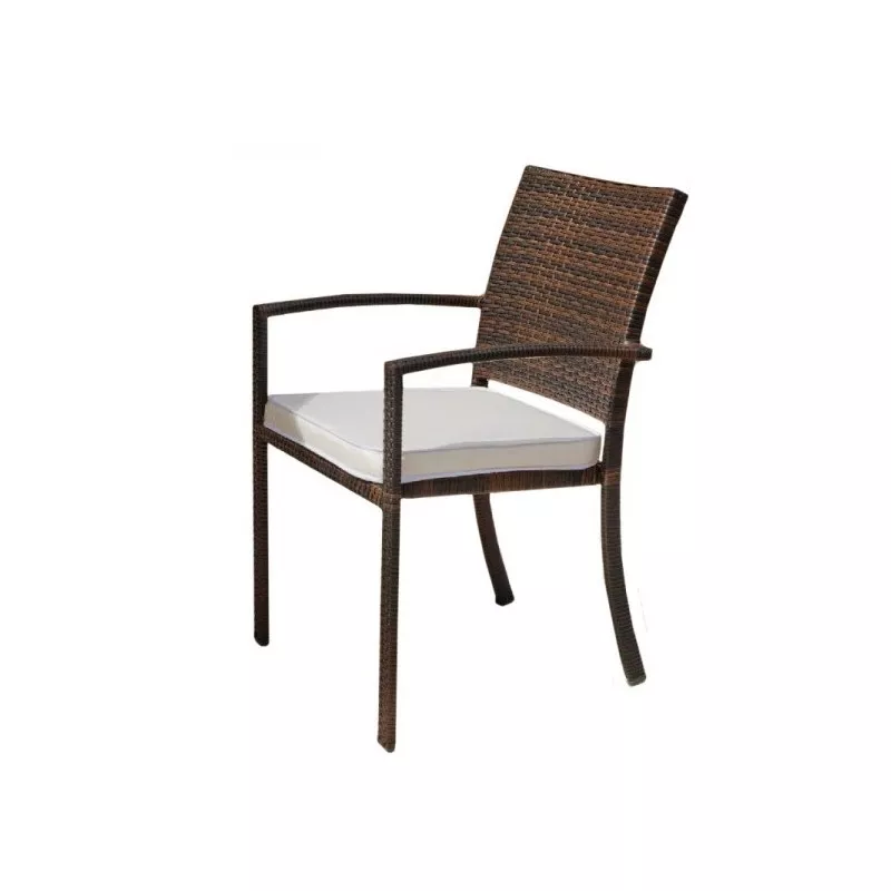 Sillón jardín Hevea Bahia-30 acero huitex marrón con diseño moderno y cojín blanco ergonómico para mayor confort.