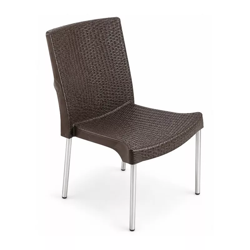 Silla trenzada Garden Life 8307-0008 marrón con diseño ergonómico y estructura metálica 79x45x48 cm.