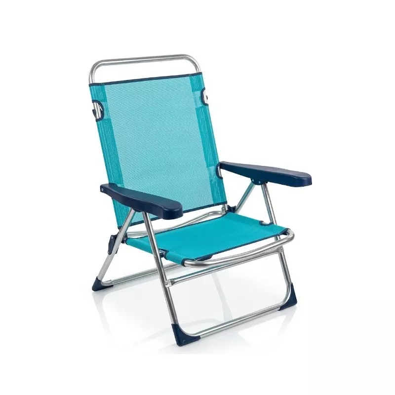 Sillón de playa aluminio Alco 607ALF-0030 azul plegable con estructura ligera y resistente, ideal para exteriores.