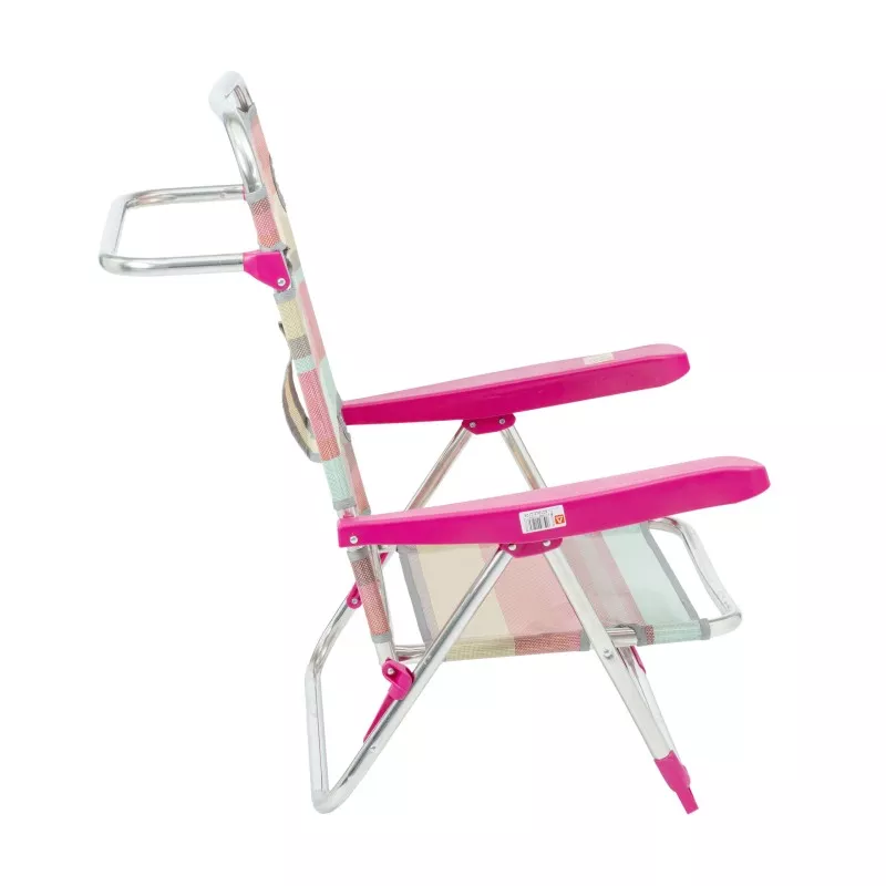 Silla playa Alco 607ALF-1726 Fibreline rosa con estructura de metal y asiento de tela resistente al agua.
