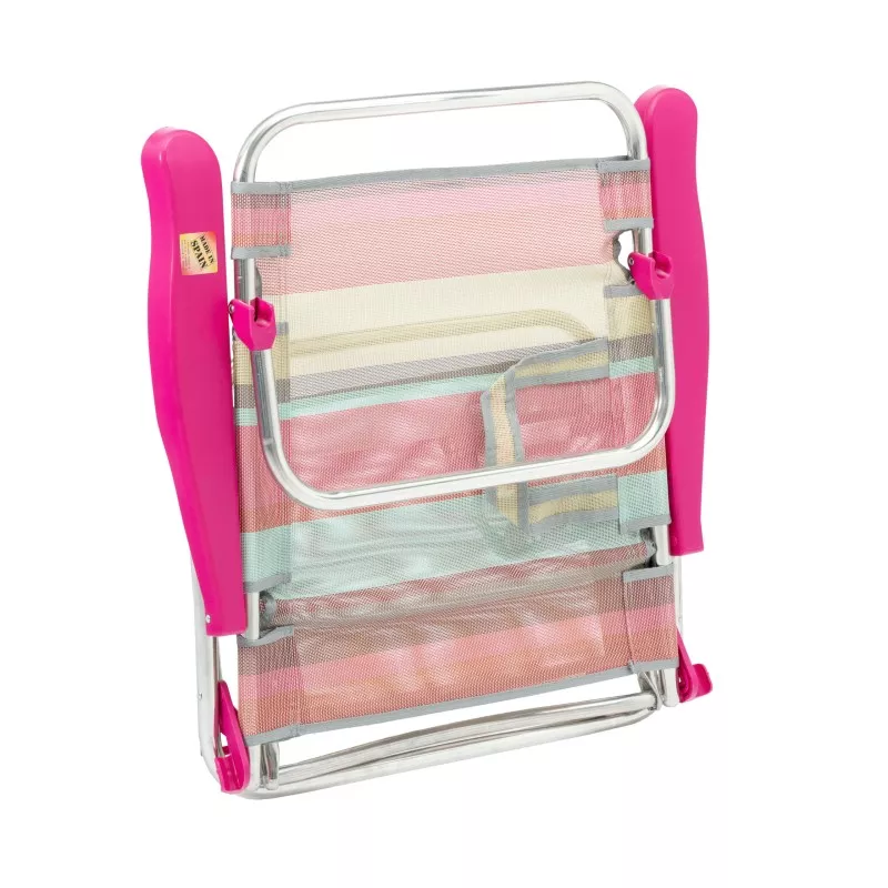 Silla playa Alco 607ALF-1726 Fibreline rosa, resistente y plegable con estructura metálica y mango ergonómico.