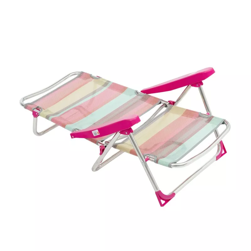 Silla playa Alco 607ALF-1726 Fibreline rosa, con estructura de aluminio y tejido suave, diseño reclinable.