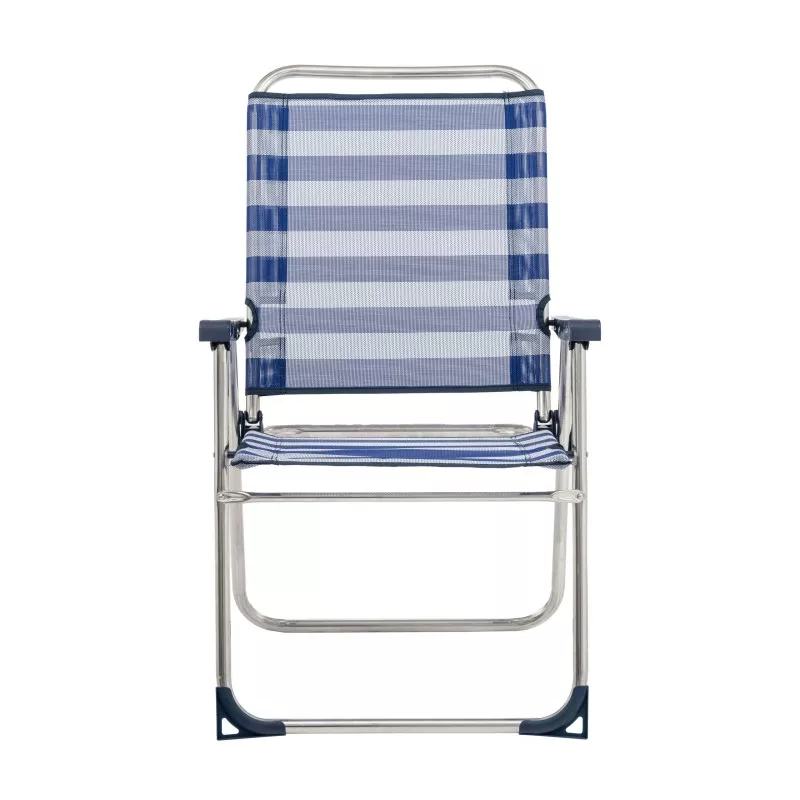 Sillón fijo Alco 637ALF-0056 respaldo alto en color azul y blanco con estructura metálica y diseño moderno.