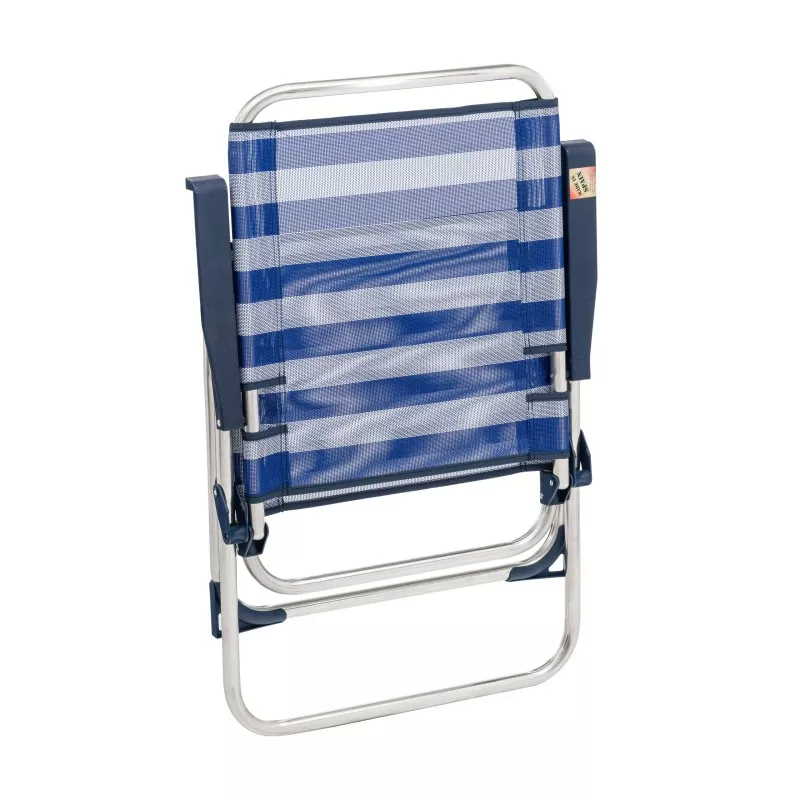 Sillón fijo Alco 637ALF-0056 respaldo alto en azul y blanco, estructura de metal y tejido resistente.
