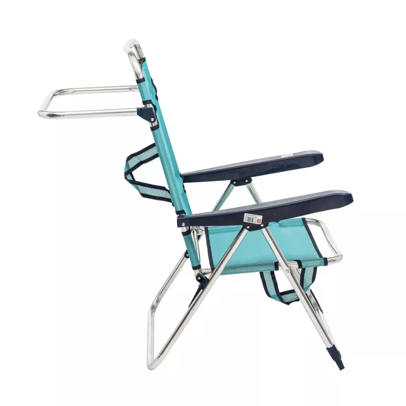 SILLON PLAYA ALTO 671 ALF-030 ALCO AZUL con estructura de aluminio, asiento azul claro y reposabrazos ergonómicos.