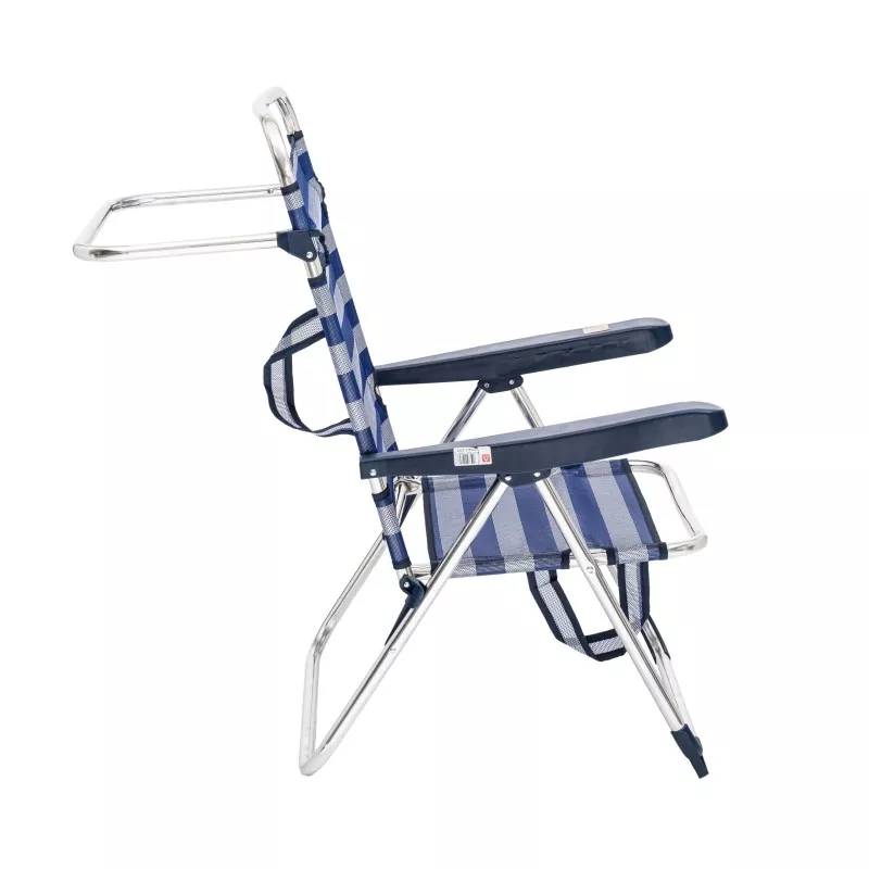 Sillón playa Alco 671ALF-0056 aluminio en azul y blanco, 5 posiciones y diseño plegable para exterior.