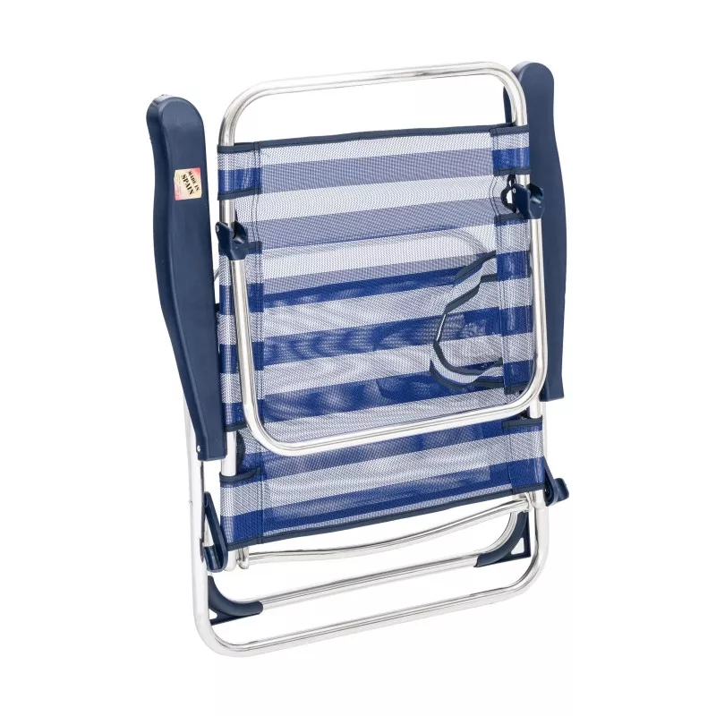 Sillón playa Alco 671ALF-0056 aluminio 5 posiciones con diseño a rayas azul y material resistente y ligero.