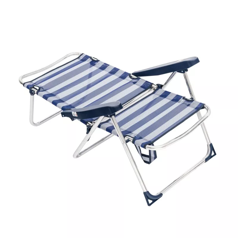 Sillón playa Alco 671ALF-0056 aluminio 5 posiciones rayas azules y blancas con reposabrazos ajustables