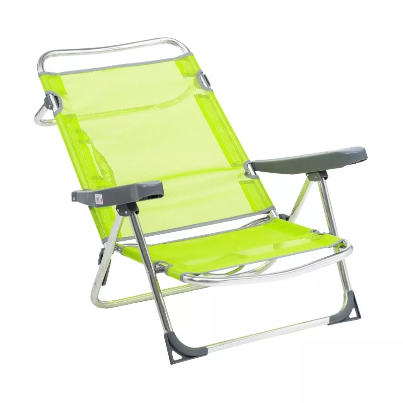 SILLON PLAYA 607 ALF-2424 ALCO VERDE reclinable de metal, color verde, con brazos y diseño ergonómico portátil.