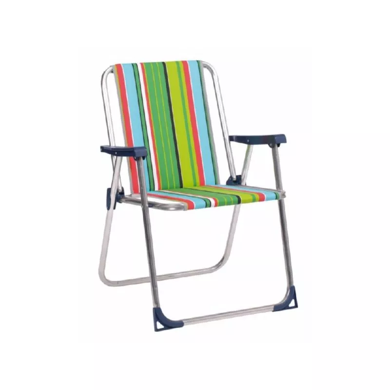 Sillón fijo Alco 620AL-1501 aluminio acolchado con diseño moderno en tonos verde, azul y rojo, ideal para exteriores.
