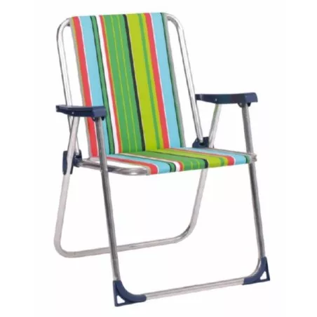 Sillón fijo Alco 620AL-1501 aluminio acolchado con diseño moderno en tonos verde, azul y rojo, ideal para exteriores.