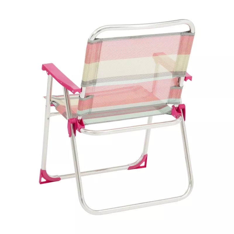 SILLON FIJO 631 ALF-1726 RAYAS ROSAS de diseño moderno con estructura metálica y tejido a rayas en tonos rosas.