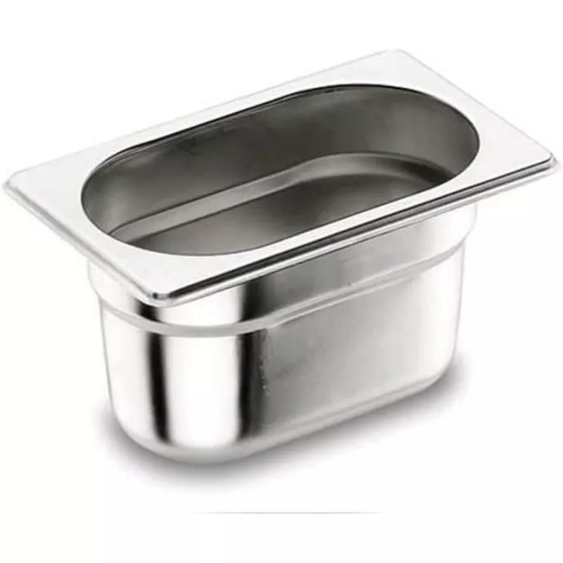 CUBETA GASTRONOR 1/3 RFº 66365 LACOR 2,5L de acero inoxidable con diseño ovalado y acabado pulido, ideal para su uso en cocina.