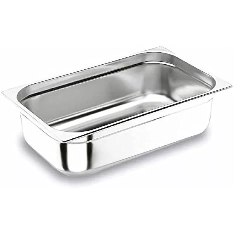 CUBETA GASTRONOR1/1 RFº 66110 LACOR 13,30L de acero inoxidable, rectangular, acabado pulido y fácil de limpiar.