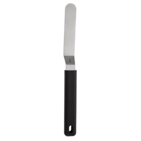 Espátula para emplatar Arcos 614200 de acero inoxidable, diseño ergonómico, formato 90 x 20 mm y mango negro.