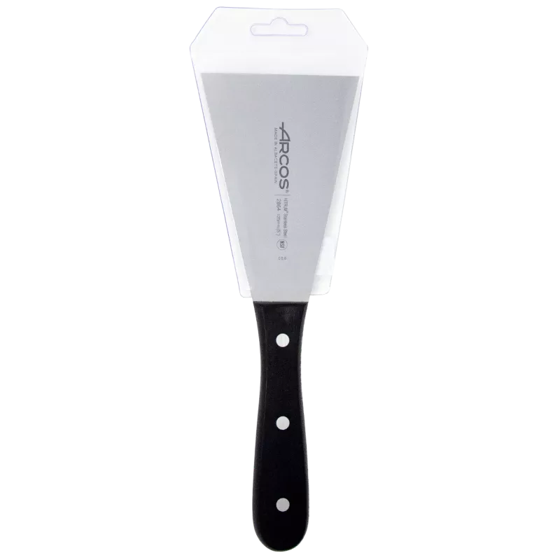 Espátula REFª 286400 ARCOS de acero inoxidable con mango negro antideslizante y diseño ergonómico