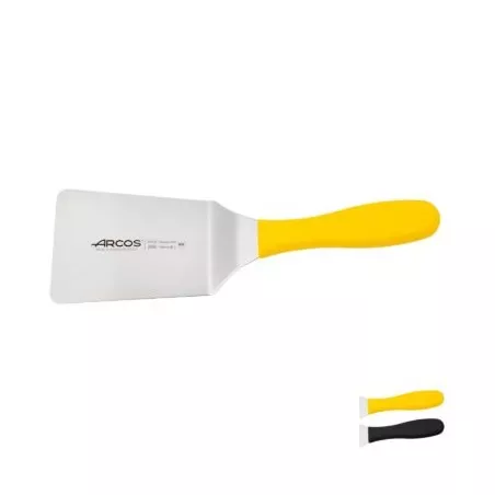 Espátula Arcos 299500 hoja 250 mm de acero inoxidable con mango amarillo ergonómico y diseño práctico.