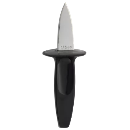 Abridor de ostras Arcos 277200 60mm con hoja de acero inoxidable y mango negro ergonómico para uso fácil y seguro.