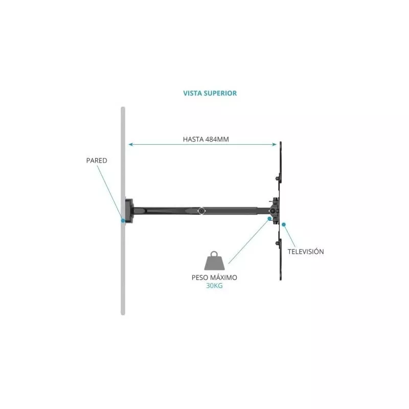 Soporte pared TV articulado TM Electron TMSLC141 26-55\" VESA 400x400 en color negro, resistente hasta 30kg y con brazo extensib