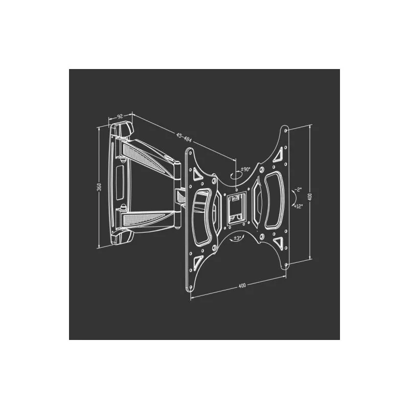 Soporte pared TV articulado TM Electron TMSLC141 26-55\" VESA 400x400 con estructura de acero y diseño robusto.