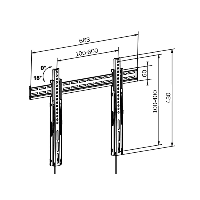 Soporte pared TV inclinable TM Electron TMSLC130M 32-70\" de acero con formato VESA 600x400 y altura ajustable.