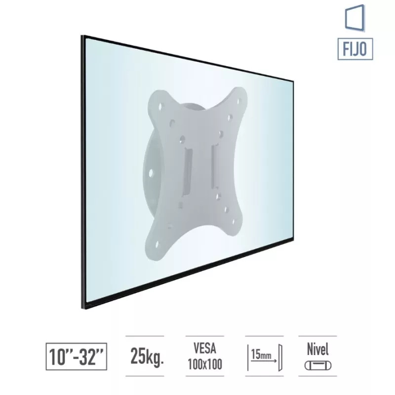 Soporte TM LCD DS TMSL C001 fijo para pantallas de 10\'\' a 32\'\', compatible con VESA 100x100, color blanco y soporte hasta 25